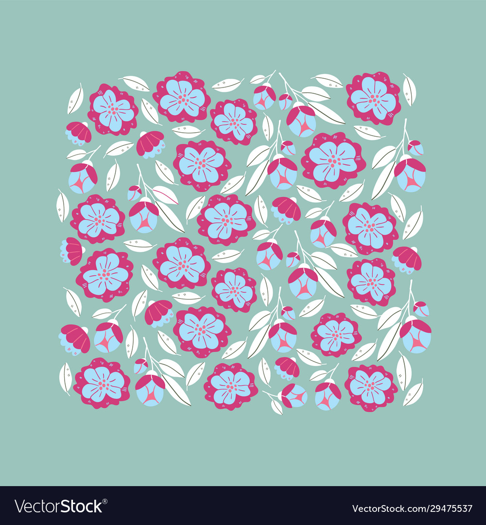 Square banner with spring flowers in bloom