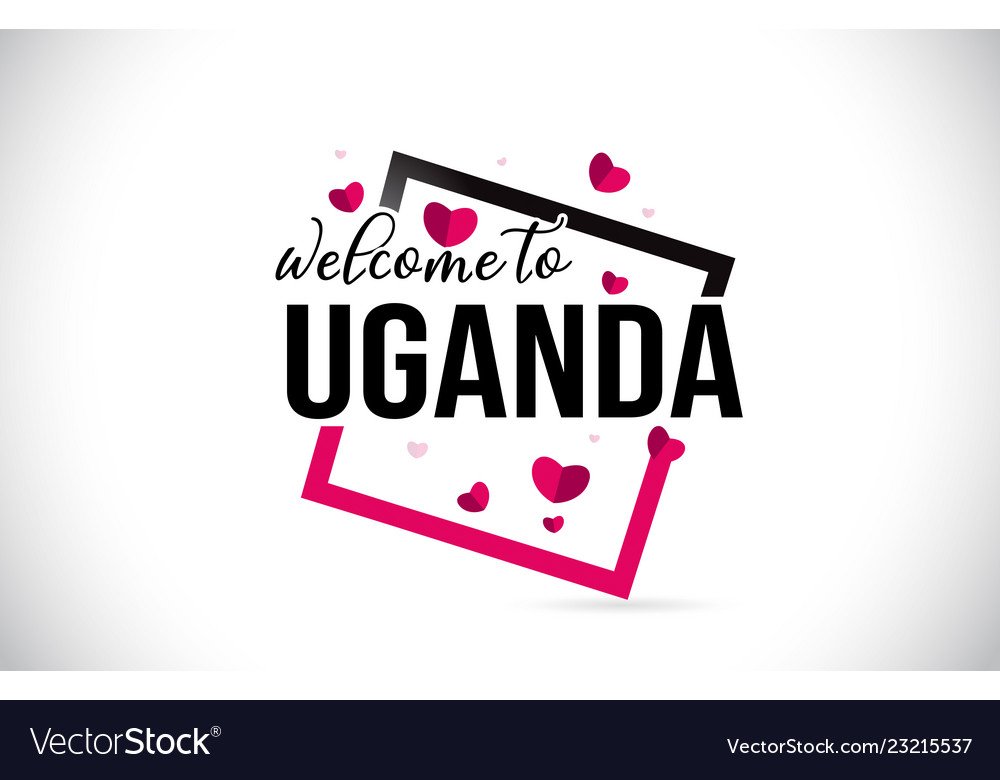 Uganda welcome to word text with handwritten font