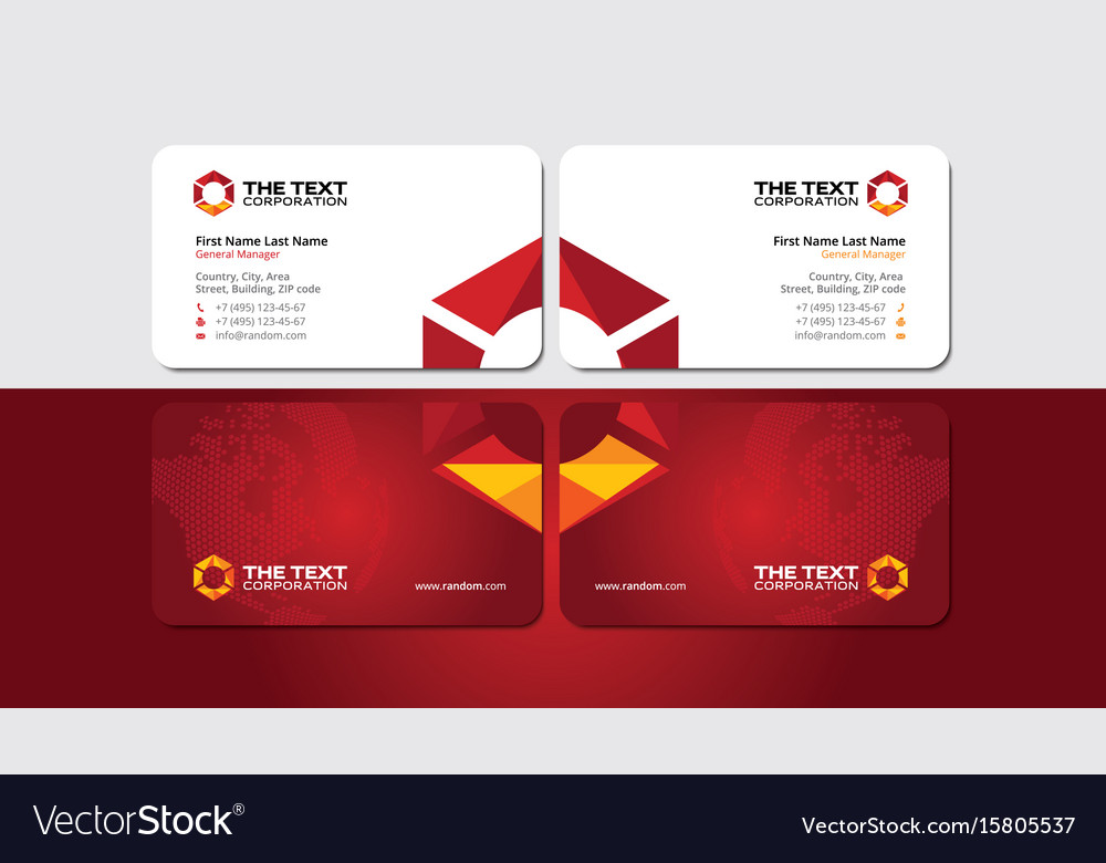 Visiting card with vivid triangular hexagon