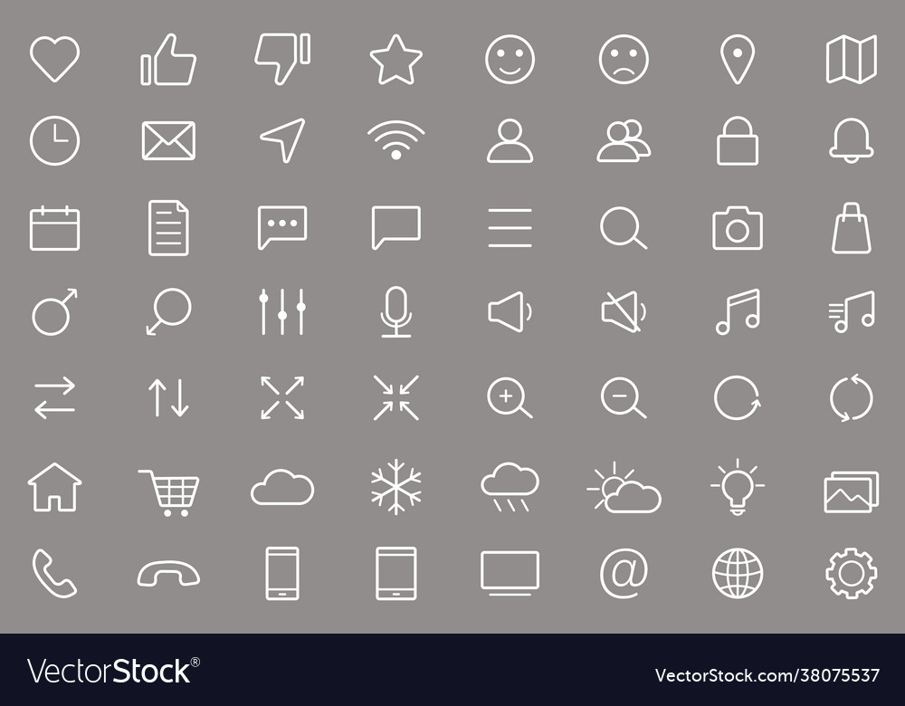 Web linear icons set universal Royalty Free Vector Image