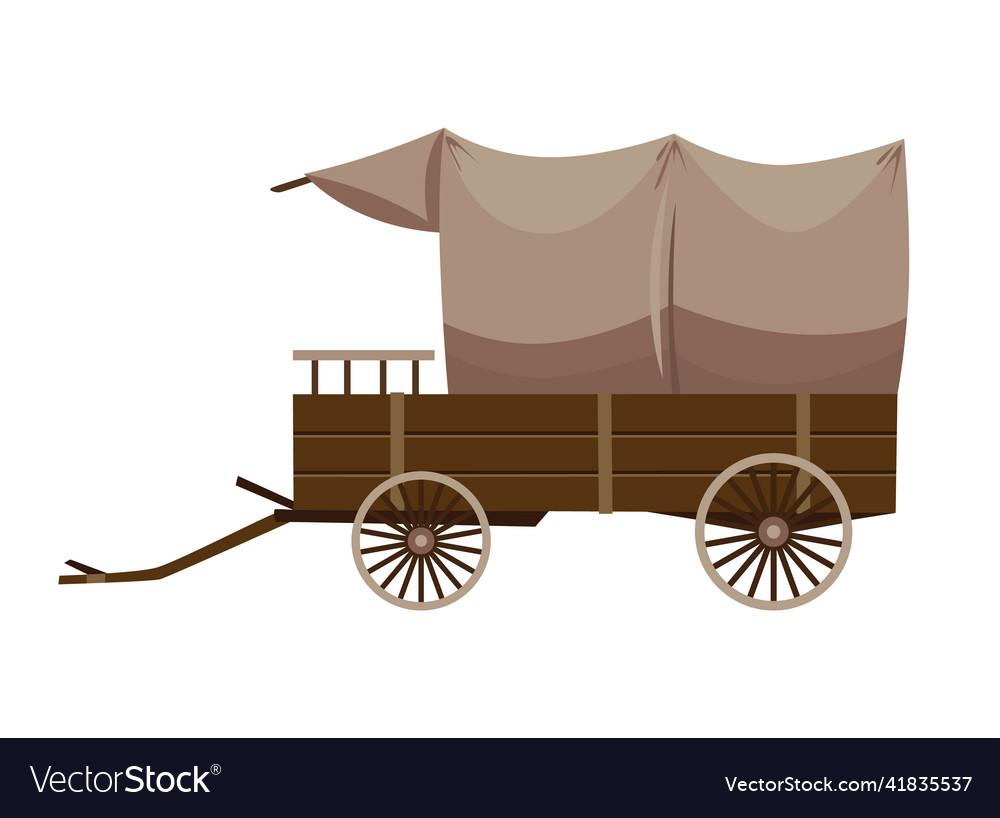 Wild west cartoon wagon with tent old western