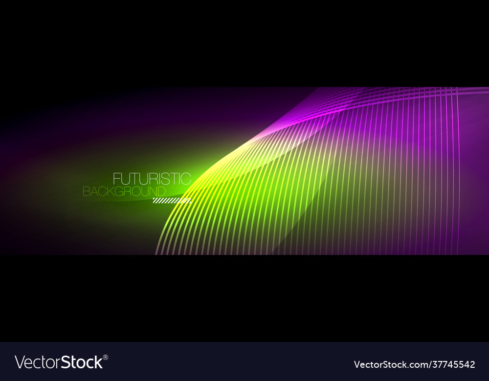 Abstract neon glowing light in dark with waves Vector Image