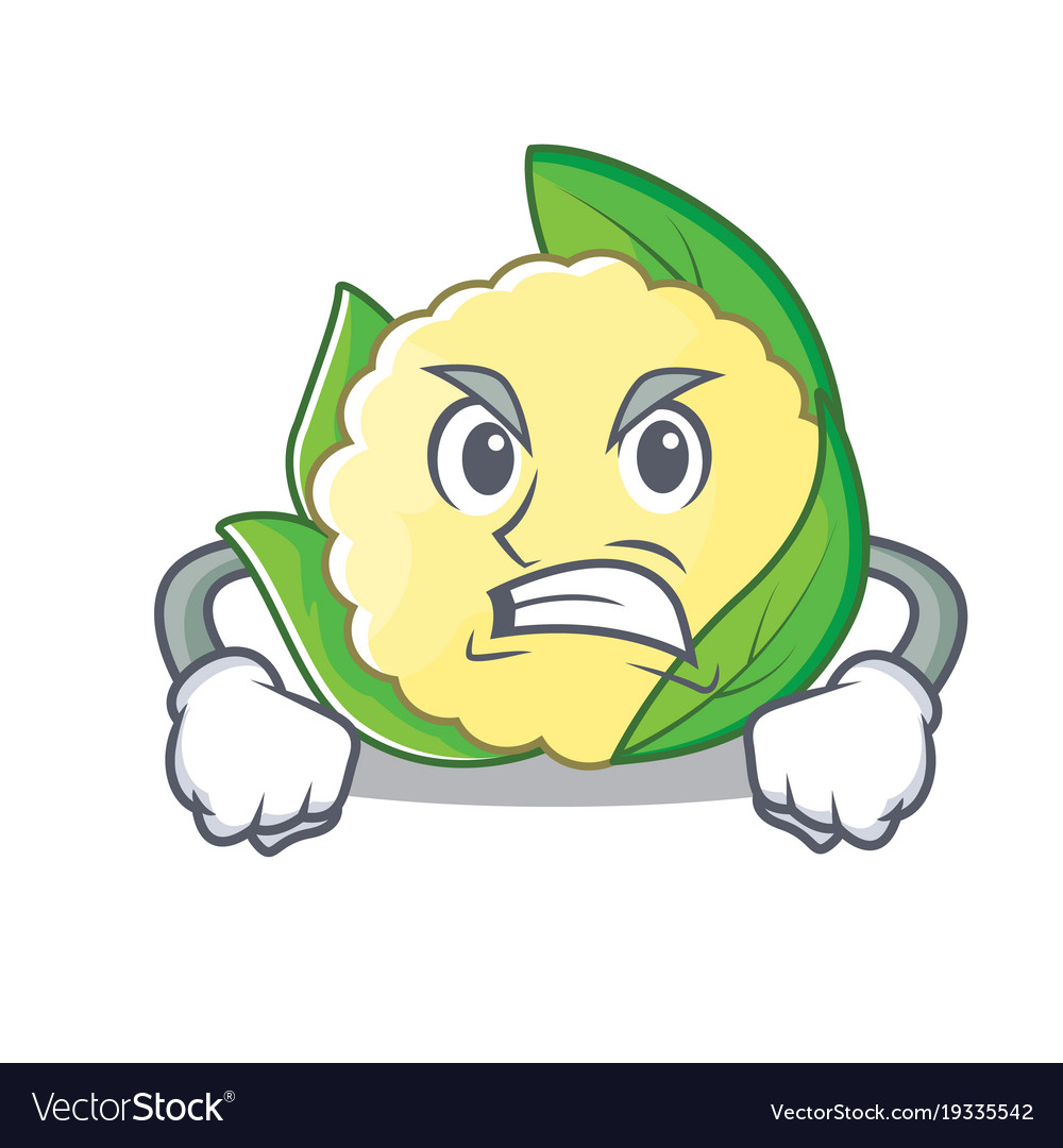 Angry cauliflower character cartoon style