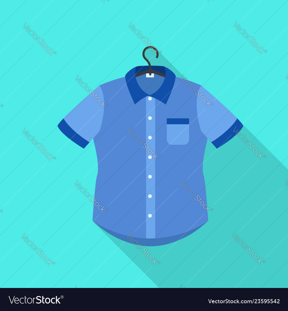 Blue shirt on hanger icon flat style