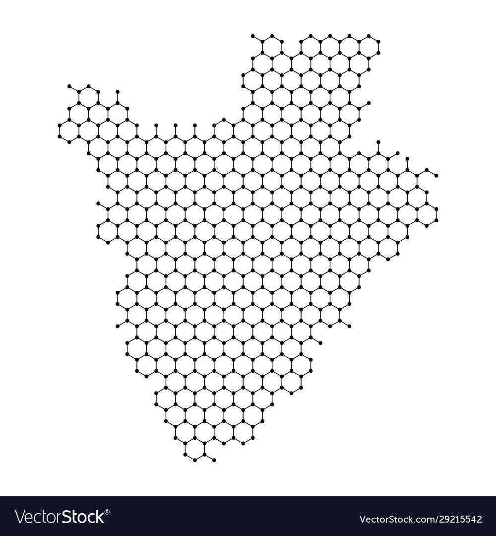 Burundi map from abstract futuristic hexagonal vector image Burundi map from abstract futuristic hexagonal