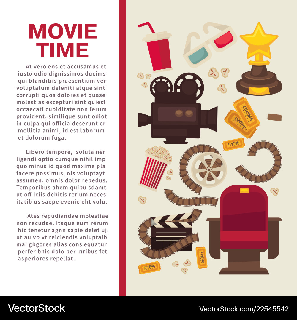 Cinema Advertisement Banner With Symbolic Vector Image