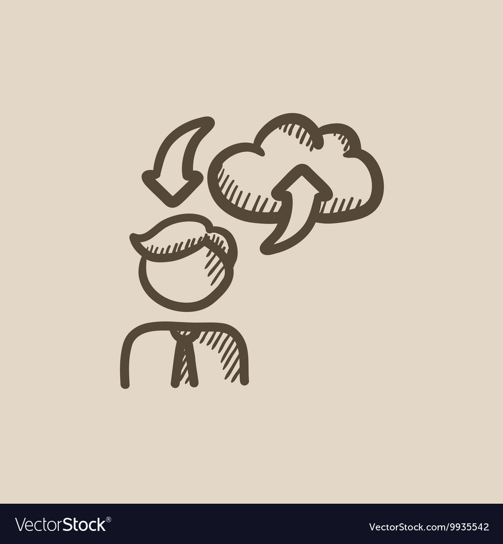 Cloud computing sketch icon