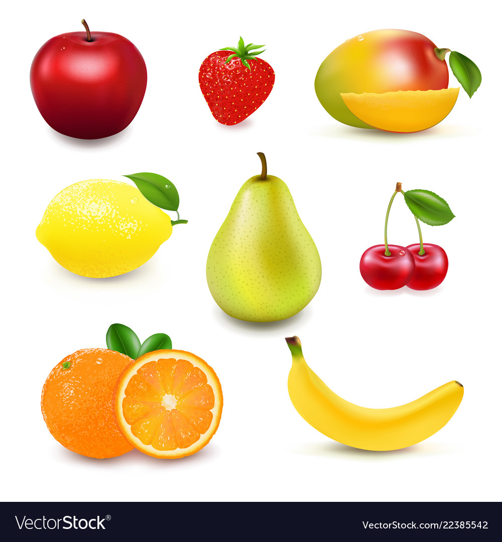 Collection Fresh Fruit And Berry Royalty Free Vector Image