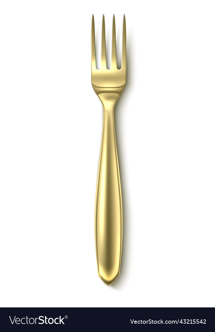 Golden fork shining elegant realistic dinner Vector Image