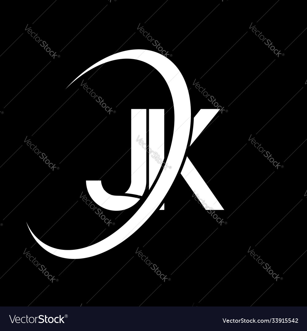 Jk logo j k design white letter jkj Royalty Free Vector