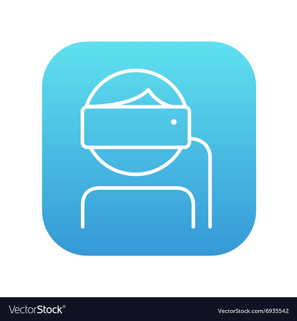 Man wearing virtual reality headset line icon