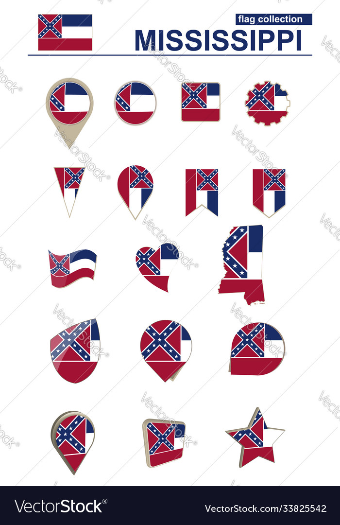 Mississippi Flaggensammlung große Set für Design