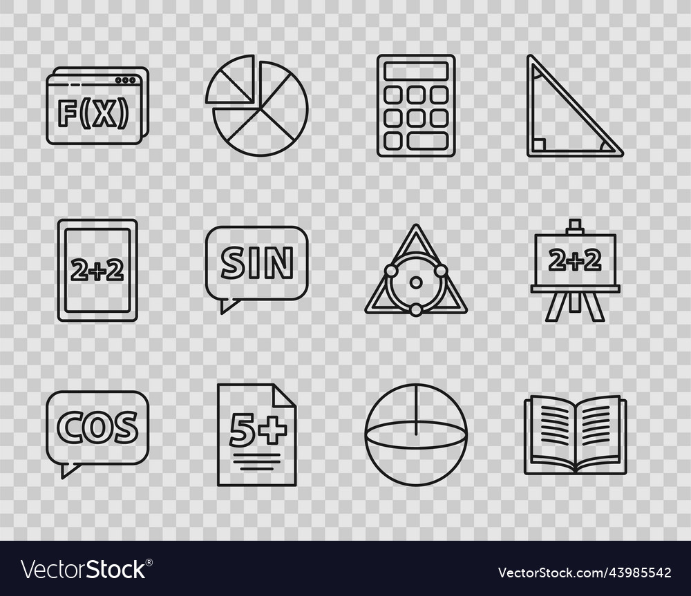 Set line tablet with calculator equation solution vector image Set line tablet with calculator equation solution