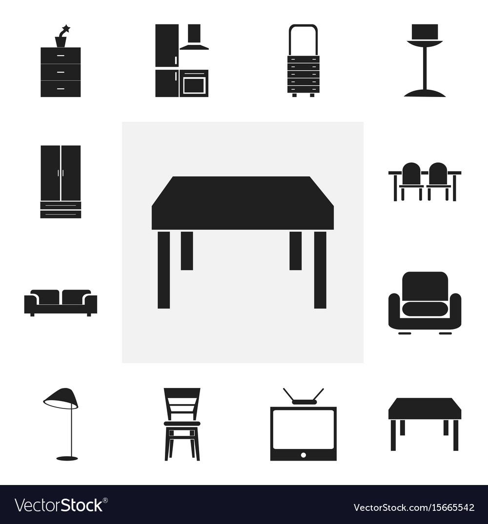 Set of 12 editable furniture icons includes