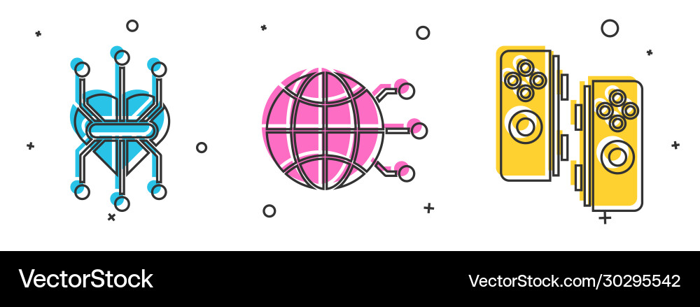 Set processor global technology or social network Vector Image