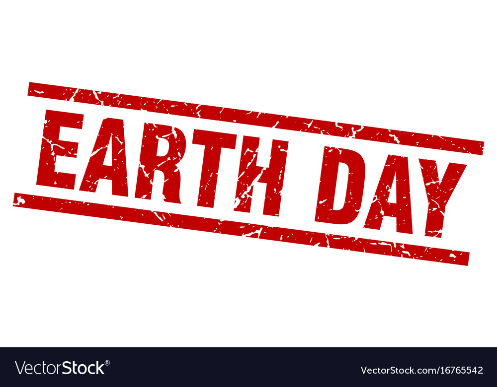 Square grunge red earth day stamp Royalty Free Vector Image