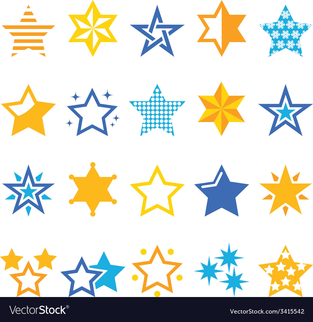 Stars gold and blue icons Royalty Free Vector Image