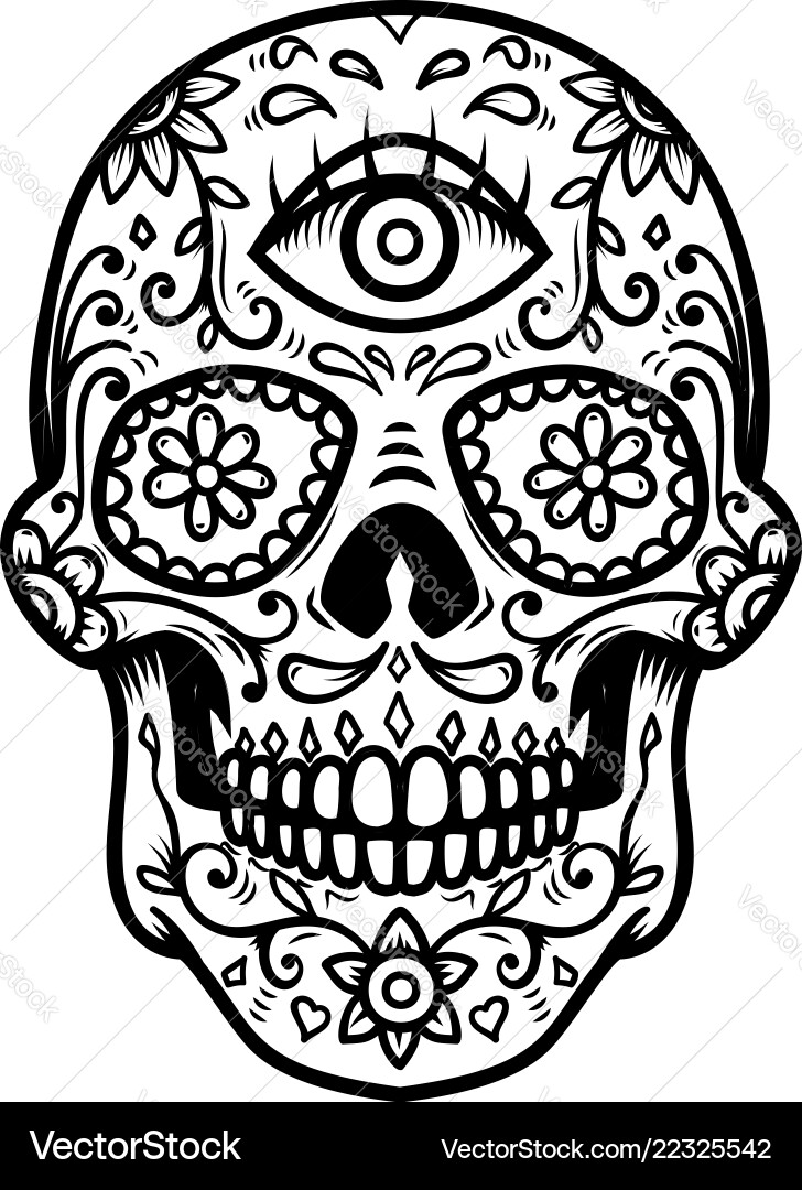 Sugar skull isolated on white background day Vector Image