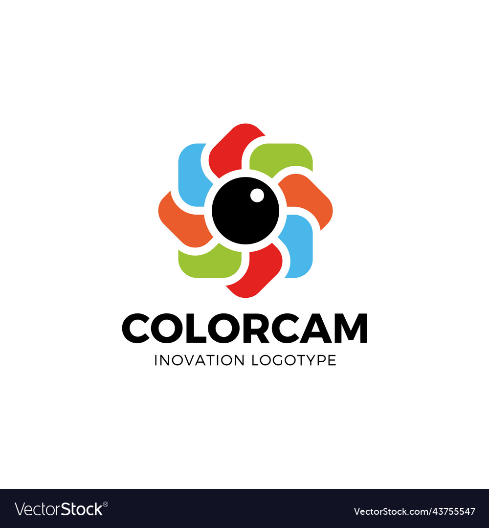 Camera circle shutter in outline style logo