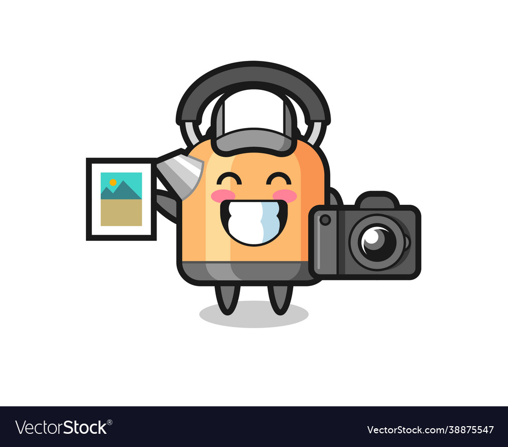 Character Kettle As A Photographer Royalty Free Vector Image