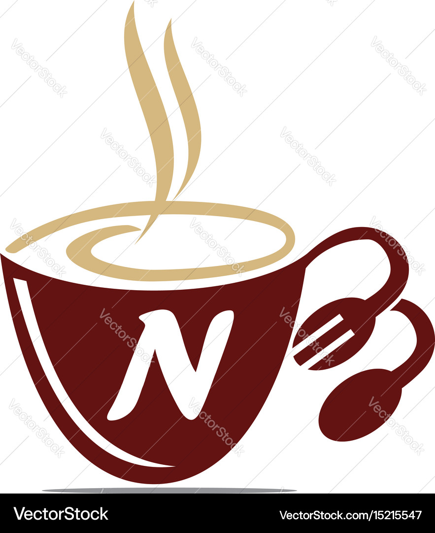 Coffee Cup Restaurant Letter N Royalty Free Vector Image