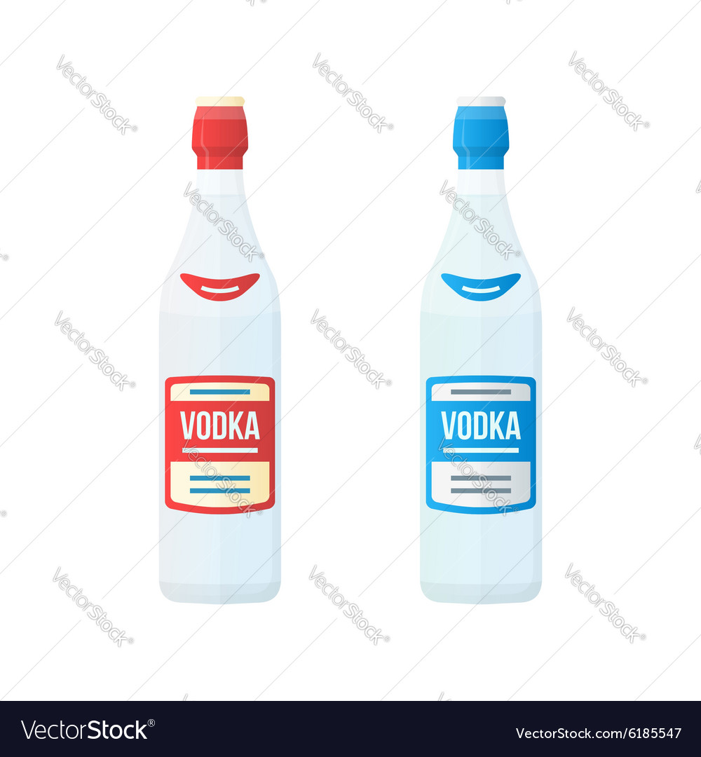 Colored flat red and blue label couple vodka