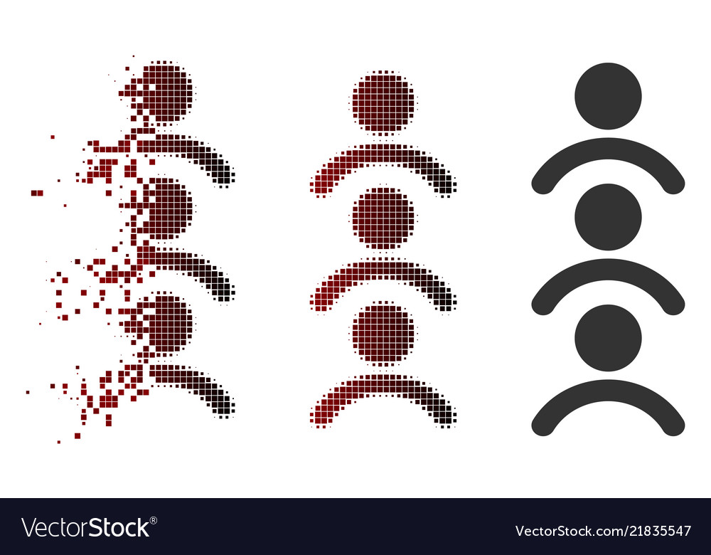 Disintegrating pixelated halftone man queue icon vector image Disintegrating pixelated halftone man queue icon