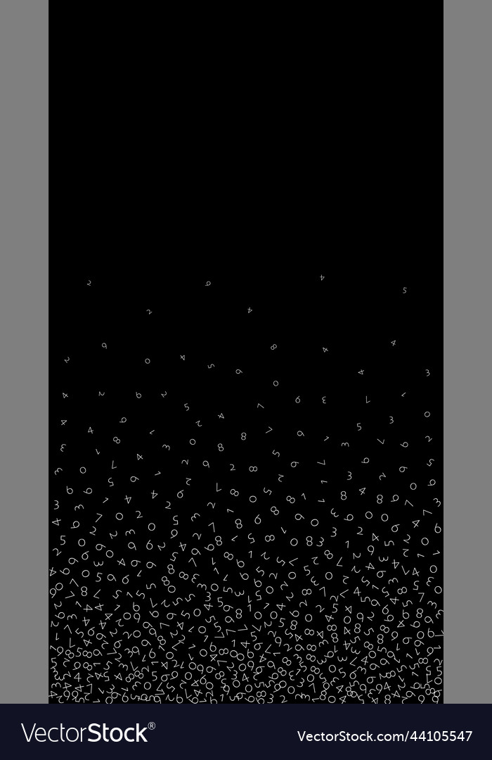 Falling numbers big data concept binary white vector image Falling numbers big data concept binary white