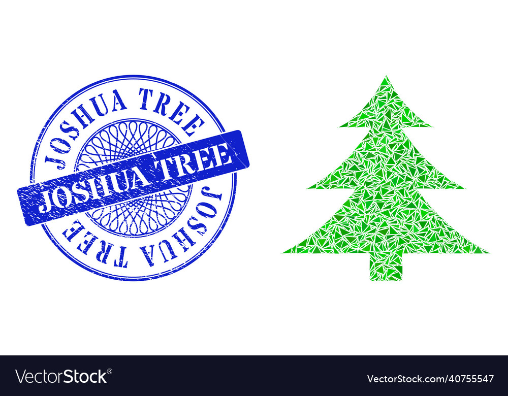 Grunge joshua tree badge and triangle fir-tree vector image Grunge joshua tree badge and triangle fir-tree