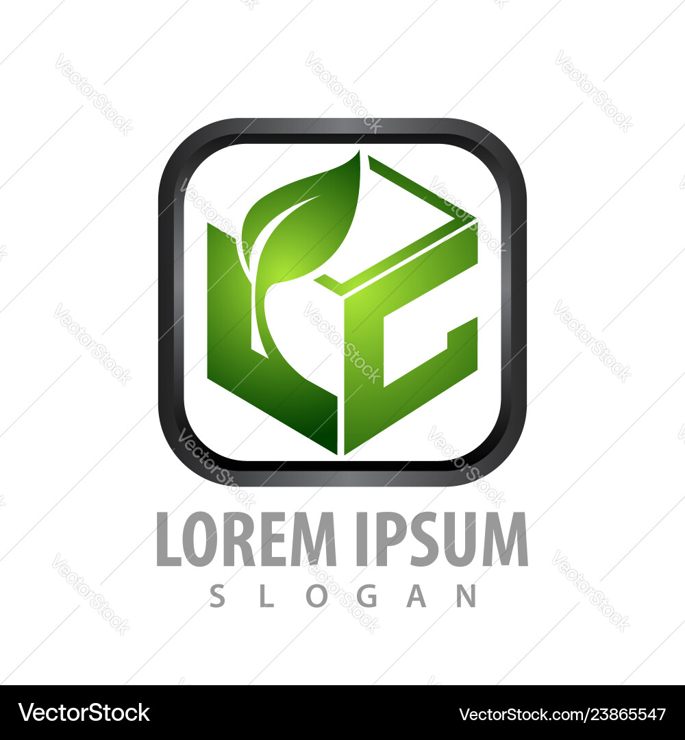 Rounded square leaf initial letter lc logo Vector Image