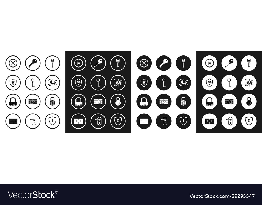 Set key shield with wifi wireless internet vector image Set key shield with wifi wireless internet