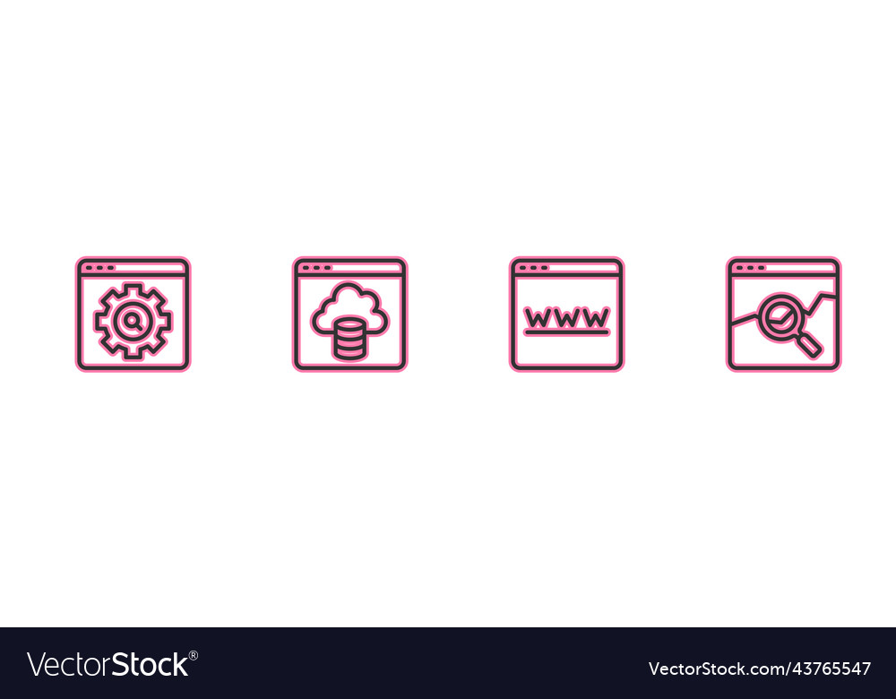 Set line browser setting window cloud technology vector image Set line browser setting window cloud technology