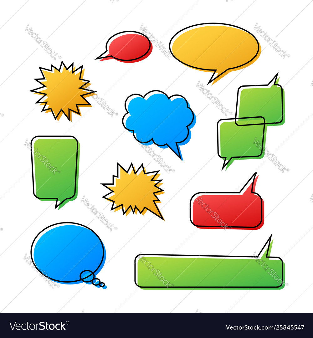 Set speech bubbles halftone shadows stock vector image Set speech bubbles halftone shadows stock