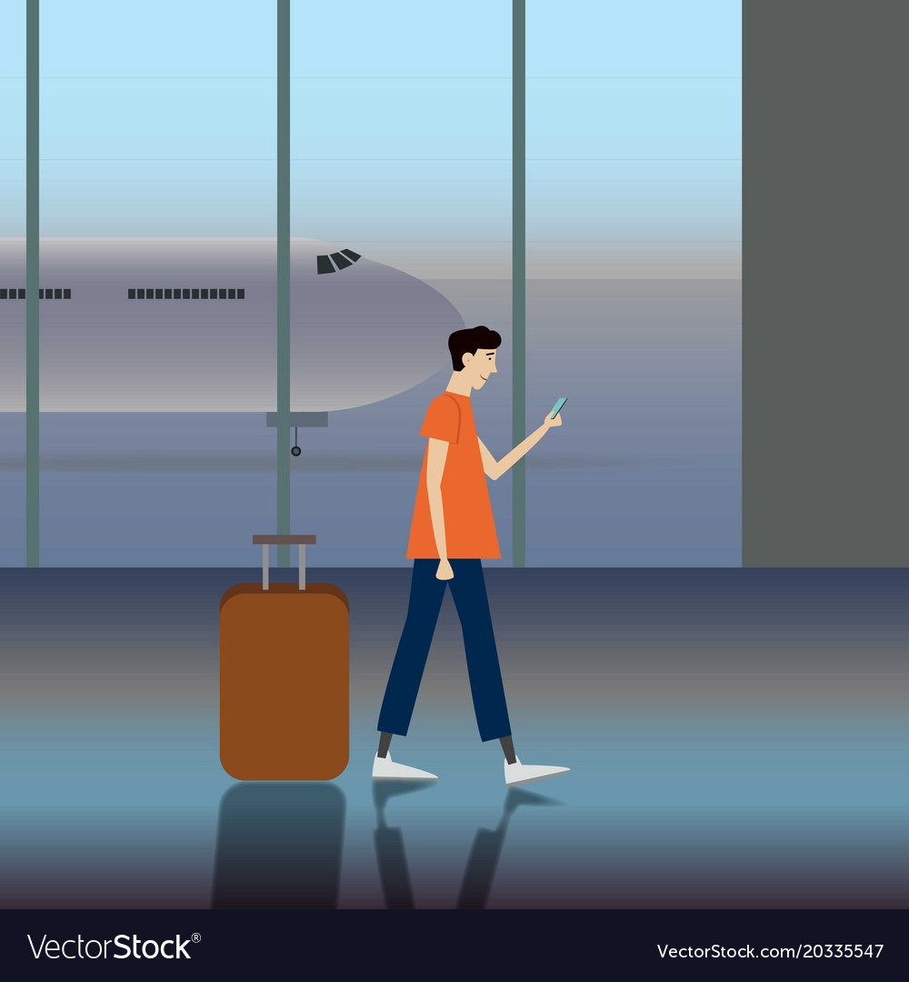 Simple cartoon of a man carrying a luggage Vector Image Simple cartoon of a man carrying a luggage Vector Image