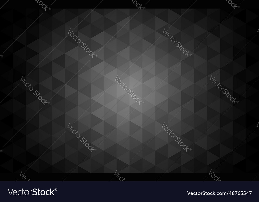 Triangle shape pattern black gradient background vector image Triangle shape pattern black gradient background