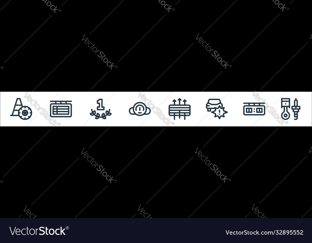 Auto racing line icons linear set quality vector image Auto racing line icons linear set quality