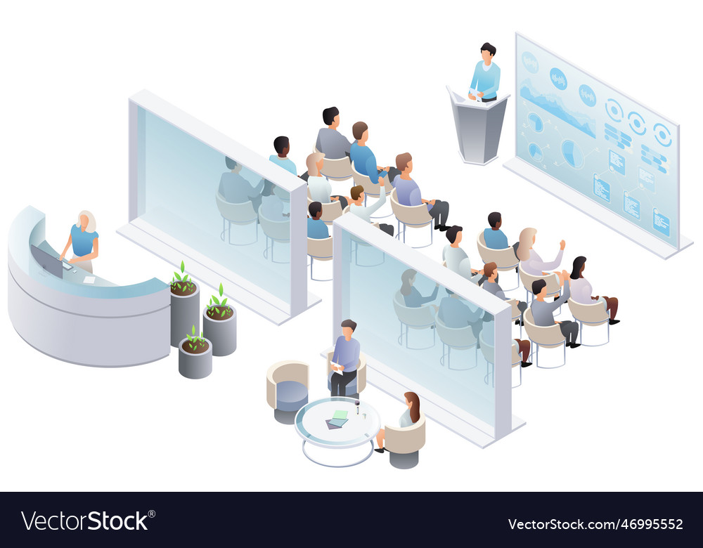 Business presentation speech teamwork set