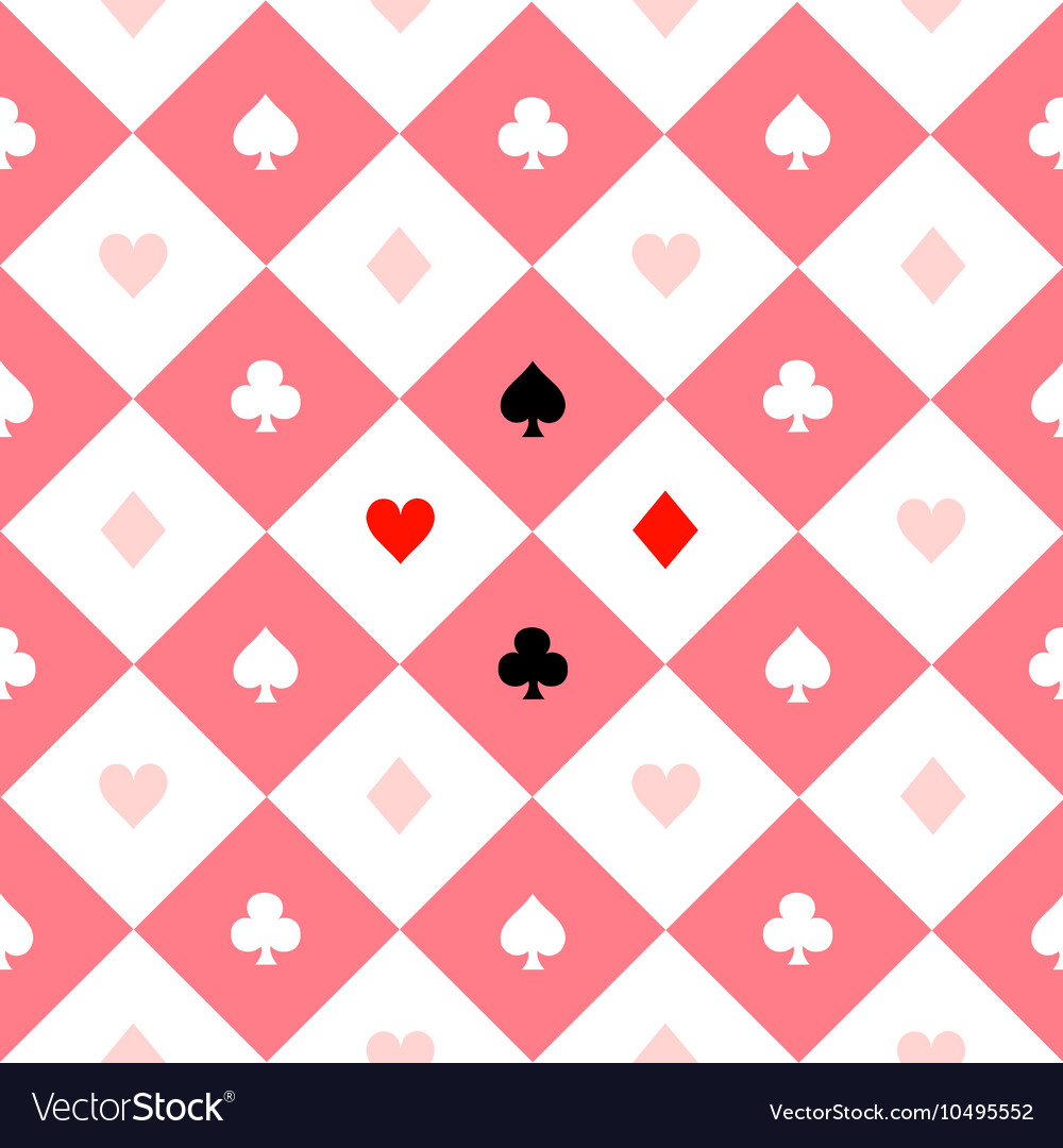 Card suits pink white chess board diamond