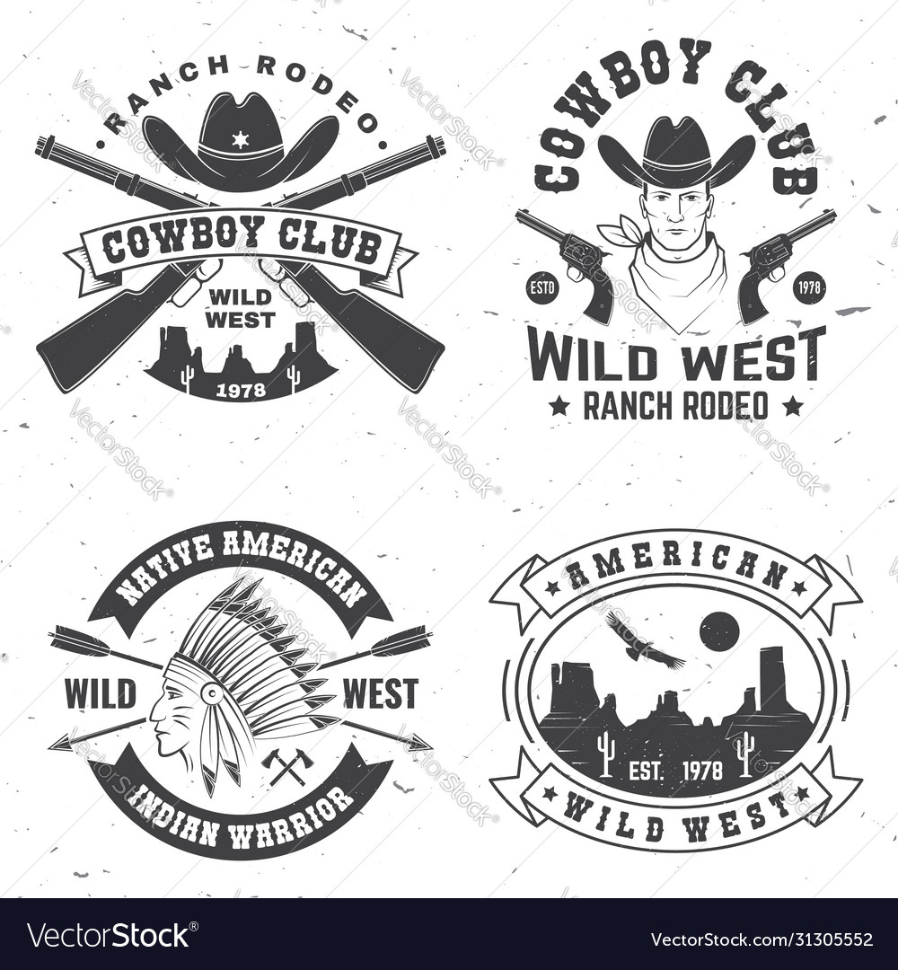 Cowboy club badge ranch rodeo concept Royalty Free Vector