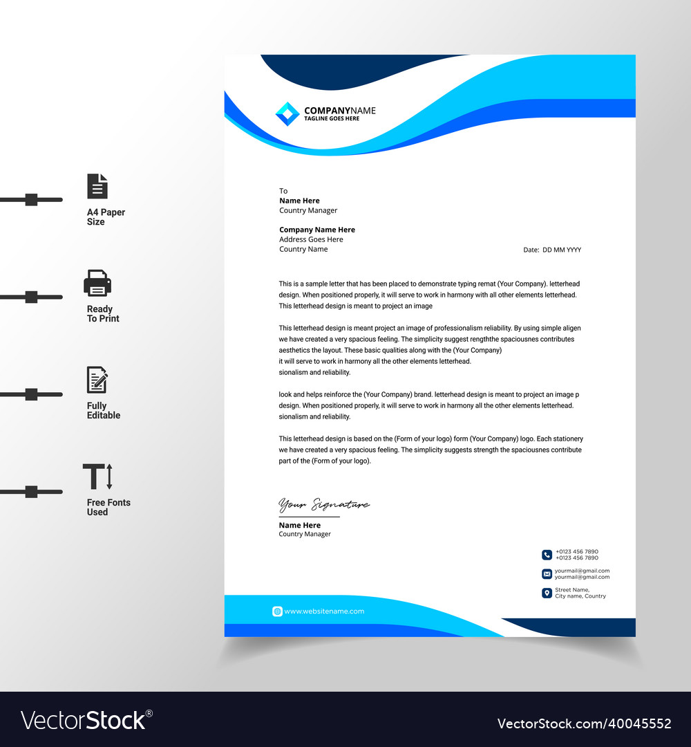 Creative letterhead business letterhead template Vector Image