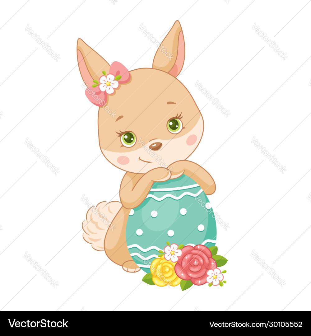 Cute easter bunny with egg Royalty Free Vector Image