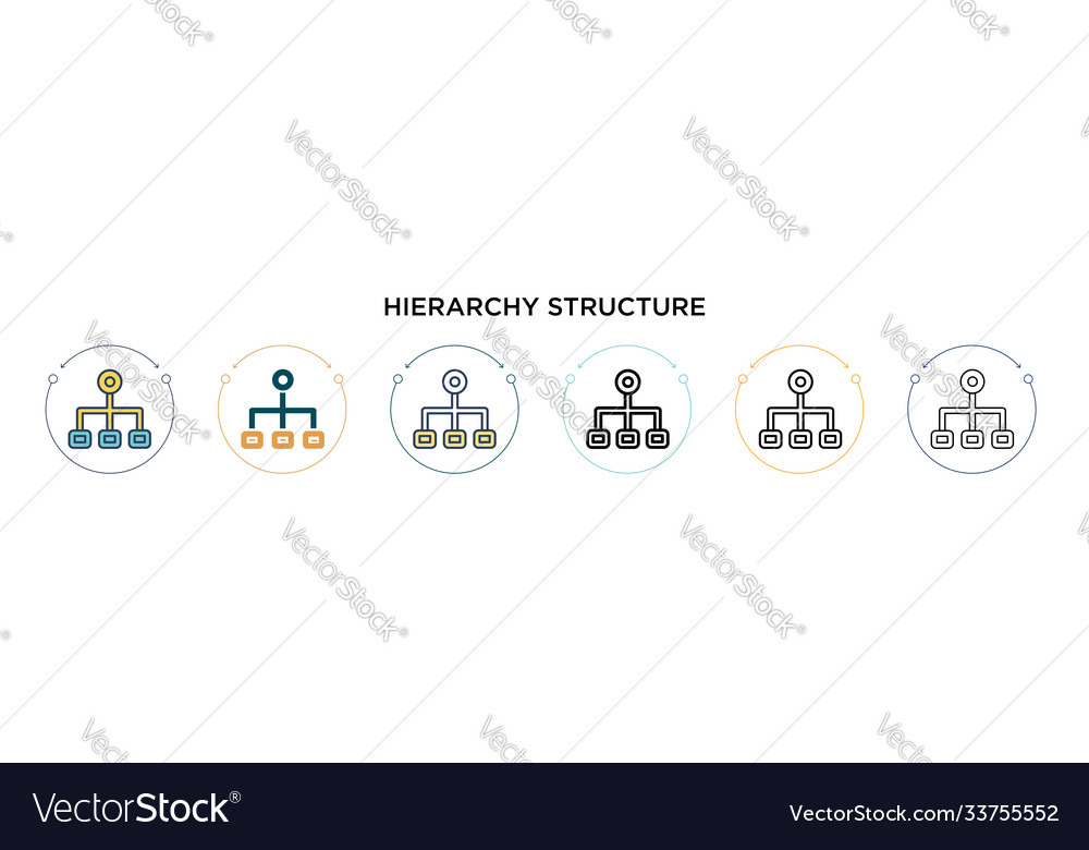 Hierarchy structure icon in filled thin line
