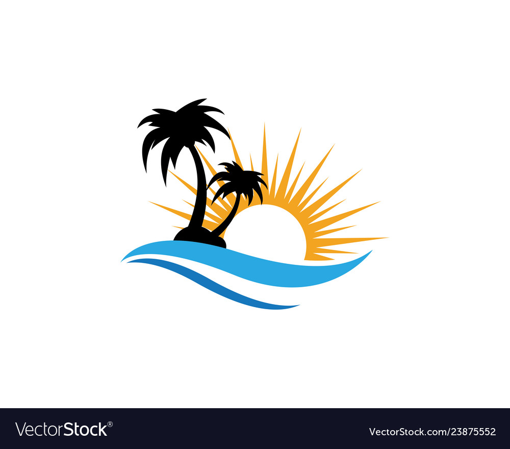 Palm tree summer logo template Royalty Free Vector Image