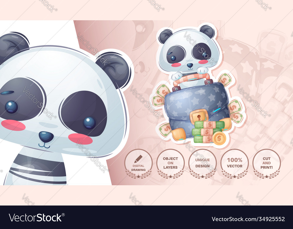 Panda with diplomat - cute sticker