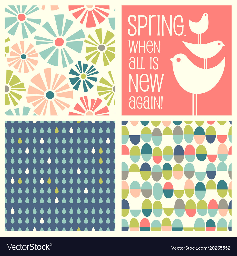 Retro spring designs and seamless patterns Vector Image