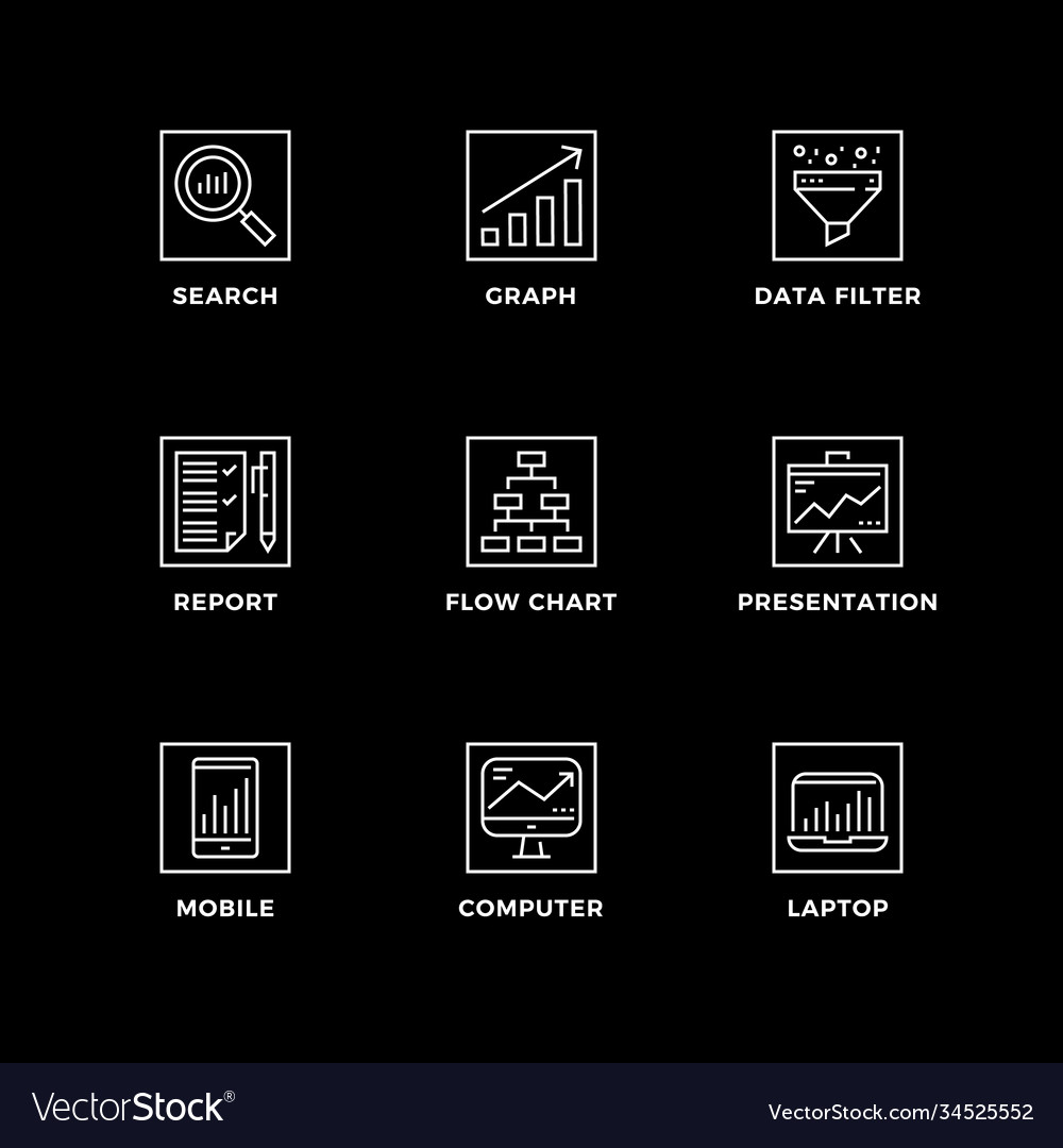 Set icons for data analysis vector image Set icons for data analysis
