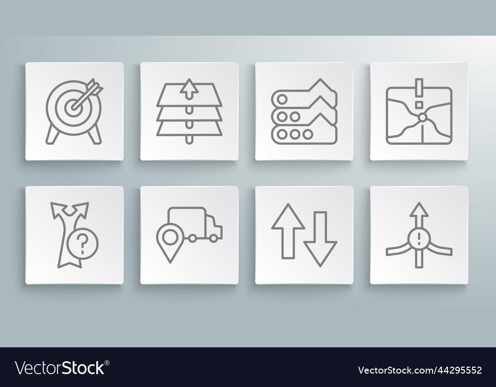 Set line arrow layers delivery tracking graph vector image Set line arrow layers delivery tracking graph