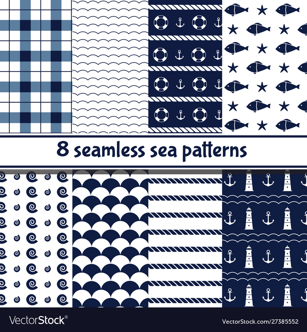 Set sea backgrounds in dark blue and white