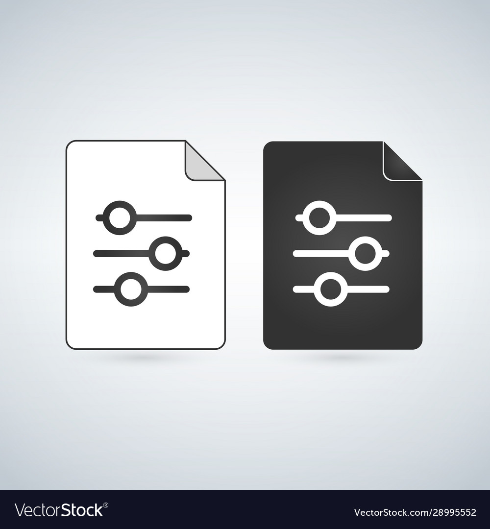 Settings document file icon with setting sliders