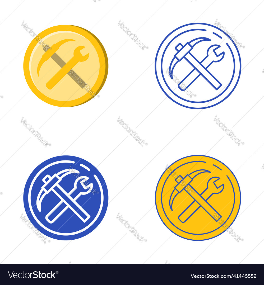 Utility token icon set in flat and line style vector image Utility token icon set in flat and line style